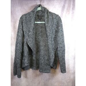 ELENA SOLANO Women's Cozy Marled Gray Waterfall Cardigan Sweater XL